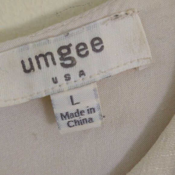 Umgee The Lily Dress Boho Embroidered Gauze Flowy 3/4 Sleeve Mini Dress Size L - Picture 9 of 10